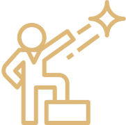 Person with star, achieving success icon.